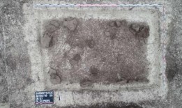 照片显示，在波兰修路期间发现了一处4000年前的墓地