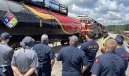 登上安全列车：消防员在列车上进行实际操作训练