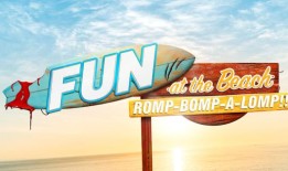 故意坏的人造点唱机音乐的乐趣在海滩上romp - bang -a- lomp !伦敦首演全员回归